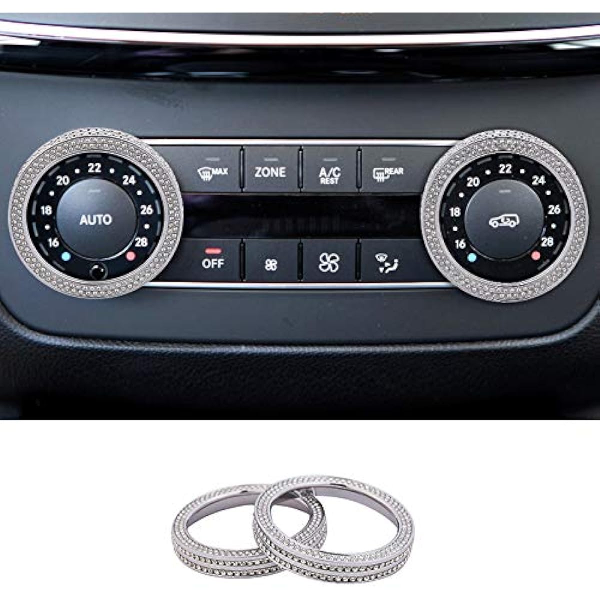 TOPDALL Mercedes Benz glitter AC button sticker Crystal accessories DIY interior knob cover Benz interior parts