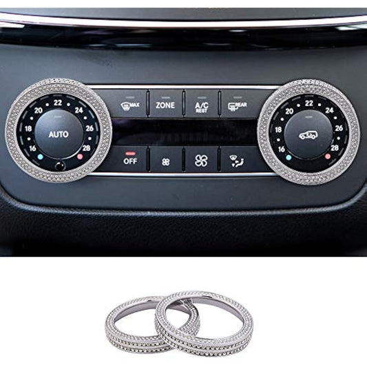 TOPDALL Mercedes Benz glitter AC button sticker Crystal accessories DIY interior knob cover Benz interior parts
