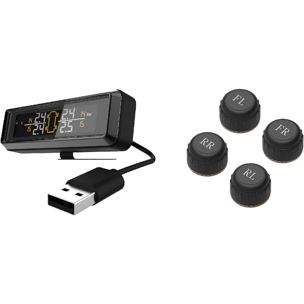 Kashimura Tire Pressure Sensor - Check tire condition from inside the car - Easy to set up - USB power type - Ministry of Internal Affairs and Communications Radio Law certified product NKD-220