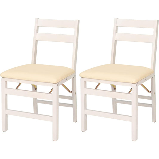 Hagiwara Folding Dining Chair Set 2 Legs Completed Dining Chair Compact Slim Modern Auxiliary Chair Width 42 x Depth 48 x Height 76 Seat Height 43.5 White x White VC-7598WSPW