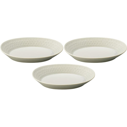 Set of 3 Flower stamps (gray) Oval pot [26.5×17×4.7cm] | Large pot