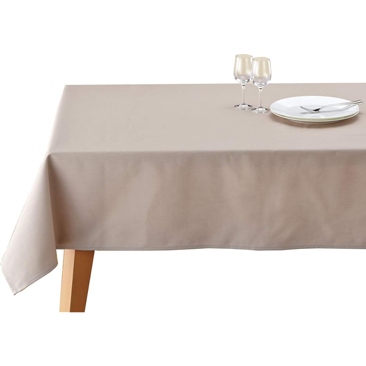 Blooming Nakanishi Table Cloth Delicious Color (Mushroom (Greige) / 130 x 200cm) For 4 People Water Repellent Rectangle Plain Machine Washable (Water Repellent Finished/Made in Japan) 400200-0001-30