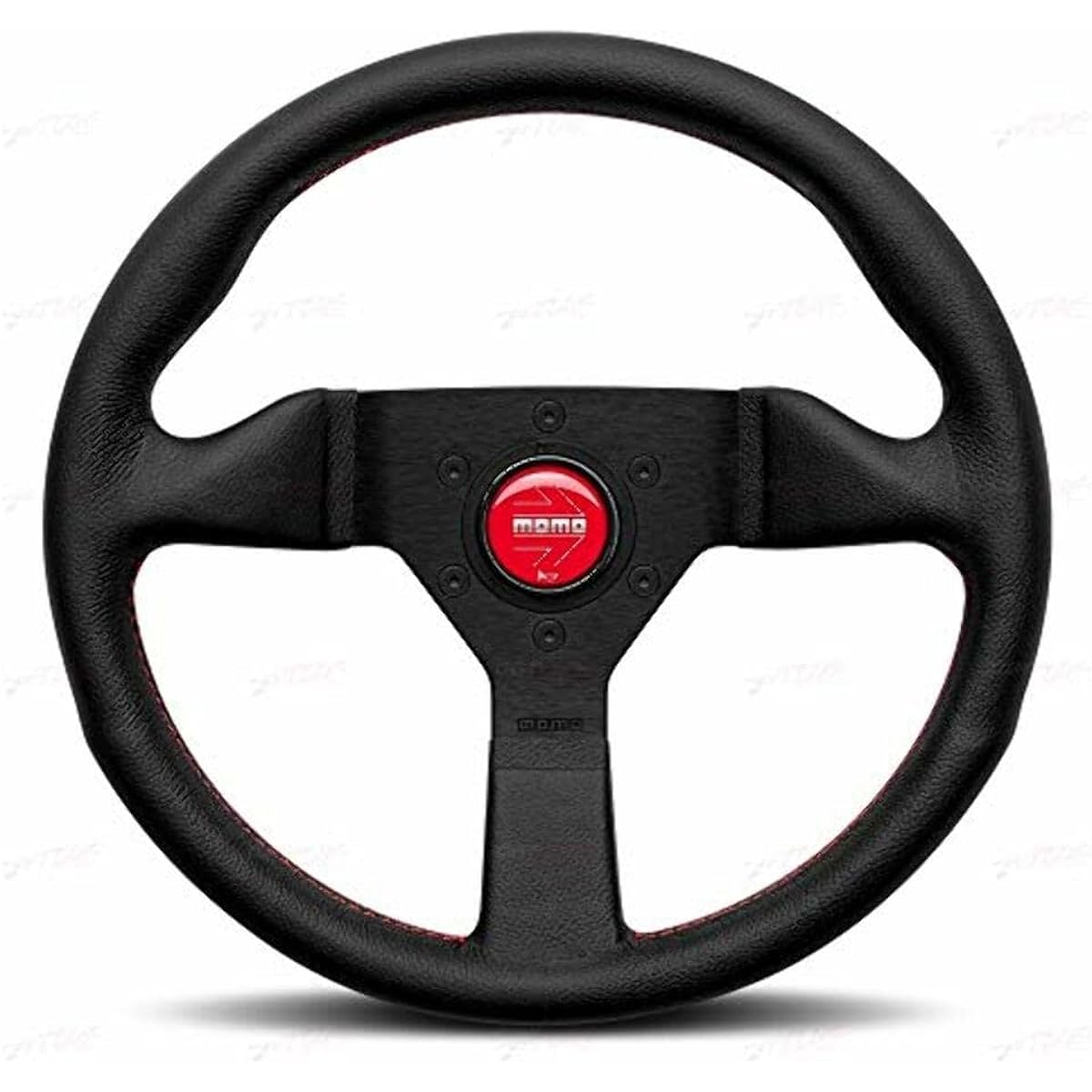 MOMO MOTORSPORT Monte Carlo Street Handle Leather Red Stitch 320mm --MCL32BK3B