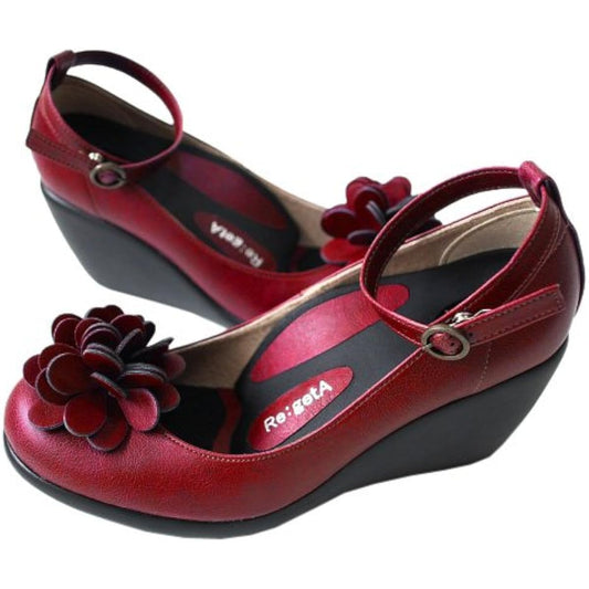 Regetta Flower Ballet Corsage Pumps 7cm Heel Red L