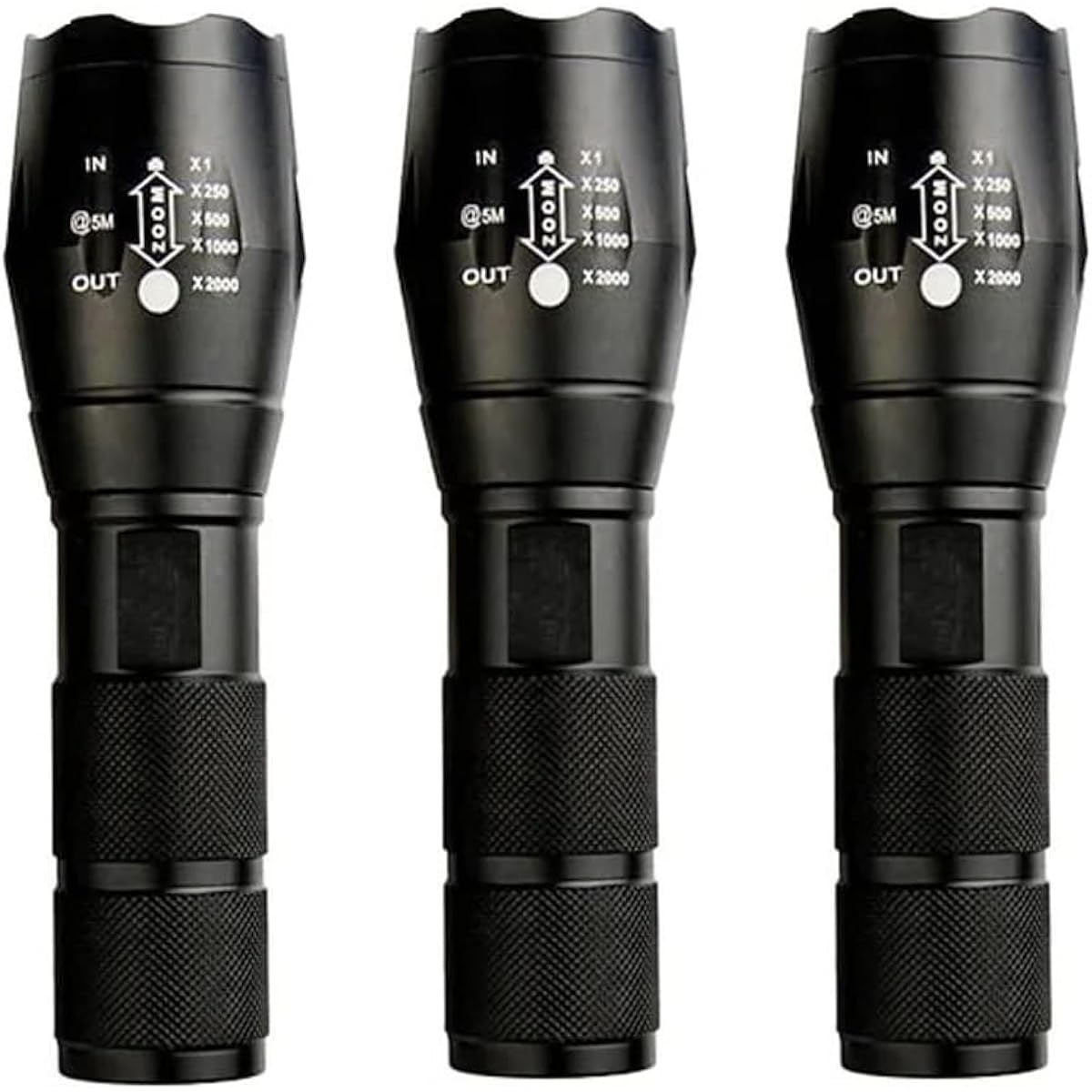 Digital Land DL-YU219 Maximum Irradiation Distance 300M Strong Irradiation Splashproof LED Zoom Light Set of 3 Black