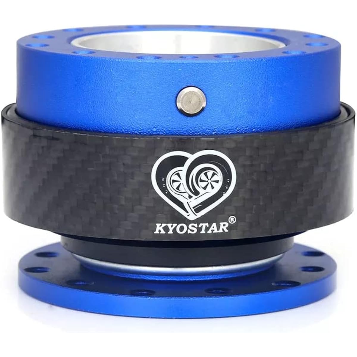KYOSTAR 100%Real Carbon Fiber Steering Wheel Quick Release Hub Adapter Snap Off Booth Kit Blue KD8305BE