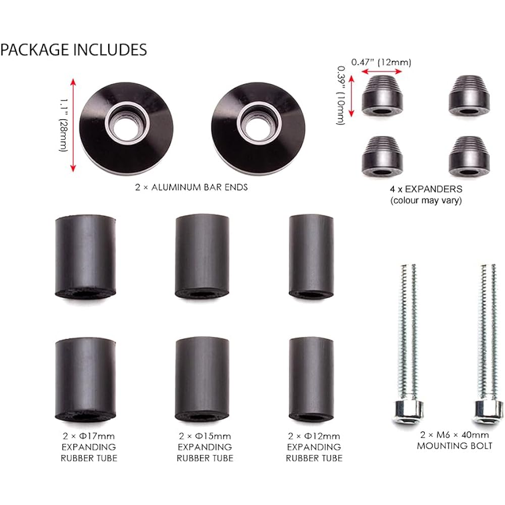 Auto Bibar End Wait CNC Billet Aluminum -Black 7/8 inch handlebar