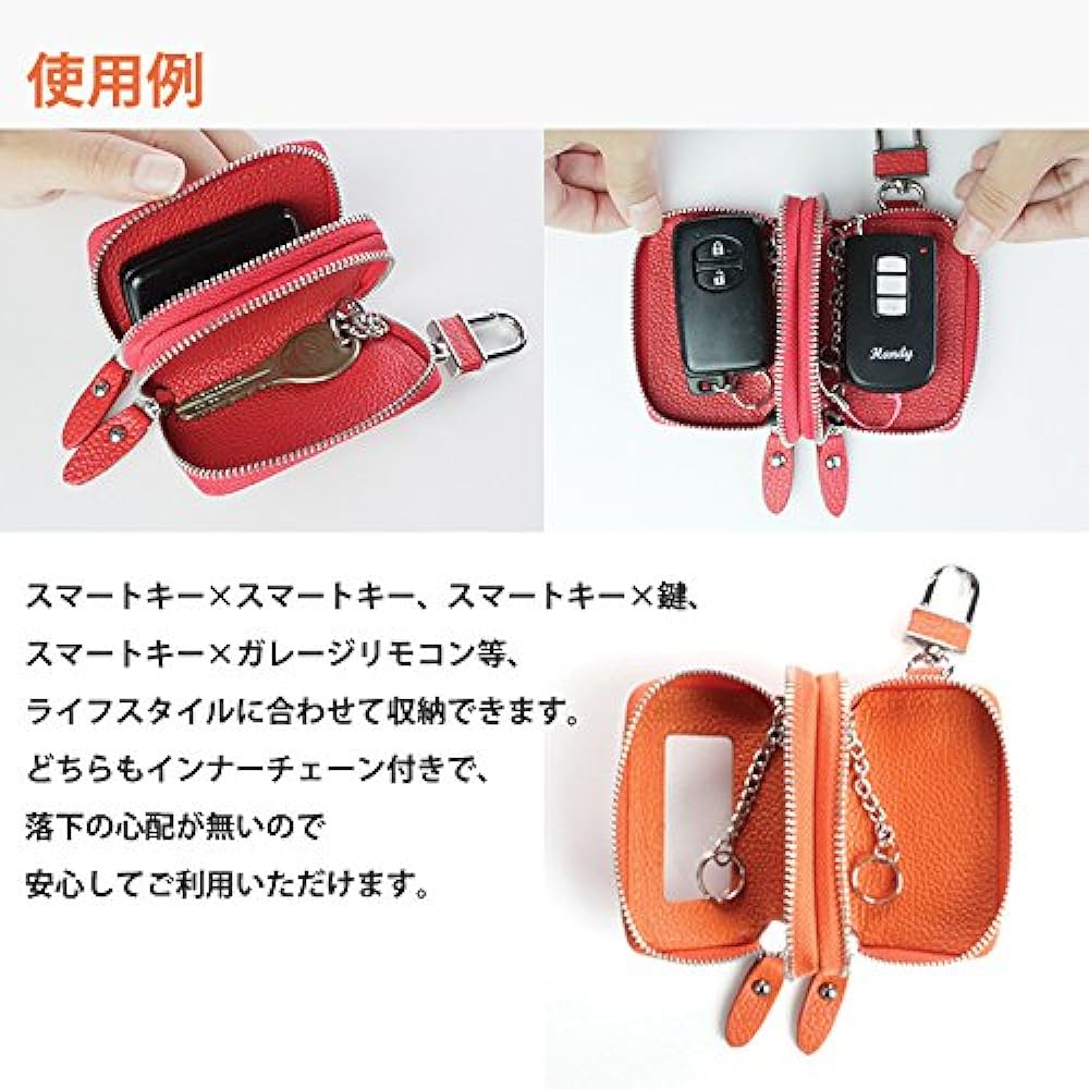 [AWESOME] Smart key case double zipper type with clear window Orange ASK-CMW001