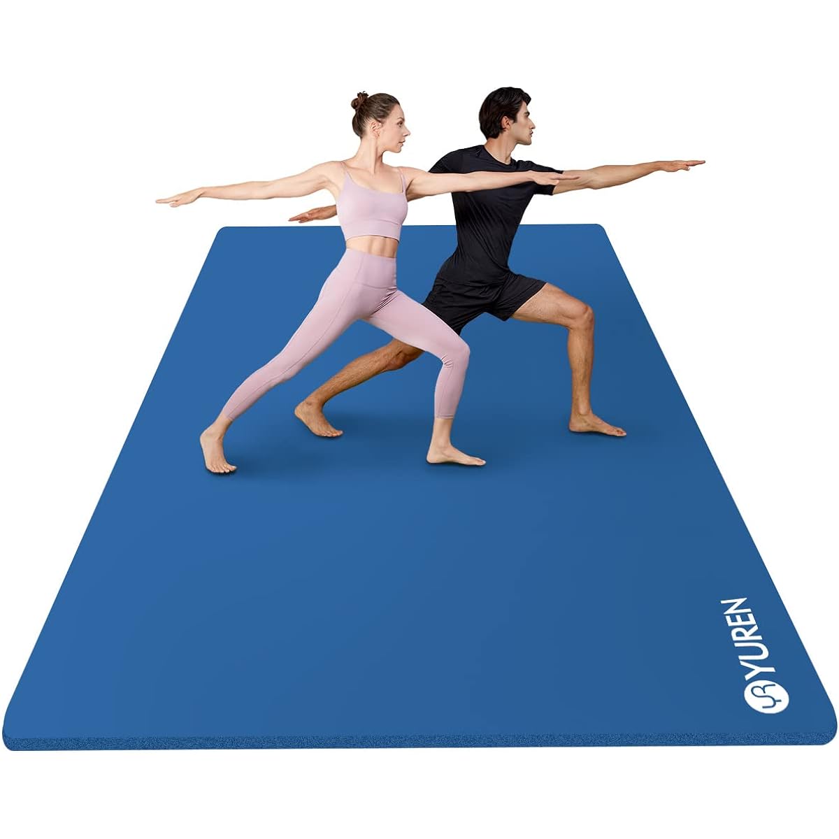 YUREN Yoga Mat Thick 10mm Wide 130cm X 200cm Training Mat Large High Density NBR Two Person Stretch Muscle Training Mat with Straps