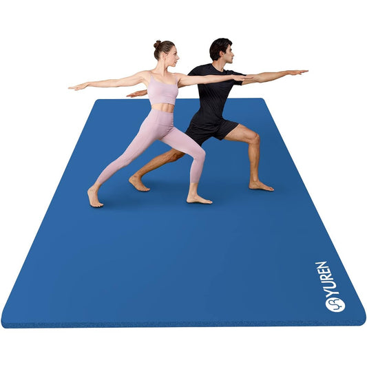 YUREN Yoga Mat Thick 10mm Wide 130cm X 200cm Training Mat Large High Density NBR Two Person Stretch Muscle Training Mat with Straps
