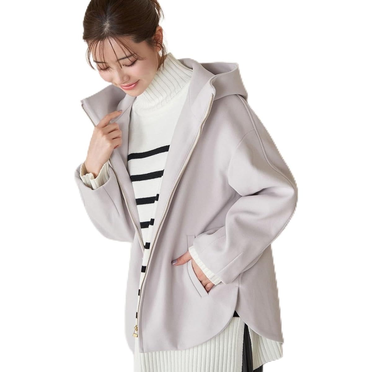 [Rope Picnic] Unknown Jersey Melton Zip Up Hoodie Women's