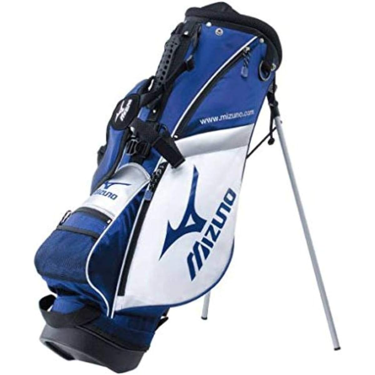MIZUNO Golf Caddy Bag Junior Model 140 Type (For 10-13 Years Old) Stand Type Approx. 1.8kg Compatible with 8 inch/38 inch White x Navy 45CM01473