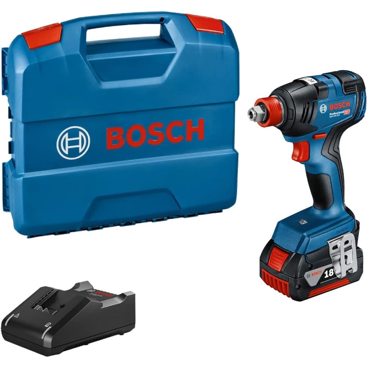 Bosch Professional 18V LED Light, Brushless Motor Cordless Impact Driver, Can Be Used as Wrench, Maximum Torque 200N・m (Charger, 5.0Ah Battery, Belt Hook, Carrying Case Included) GDX18V-200AJ
