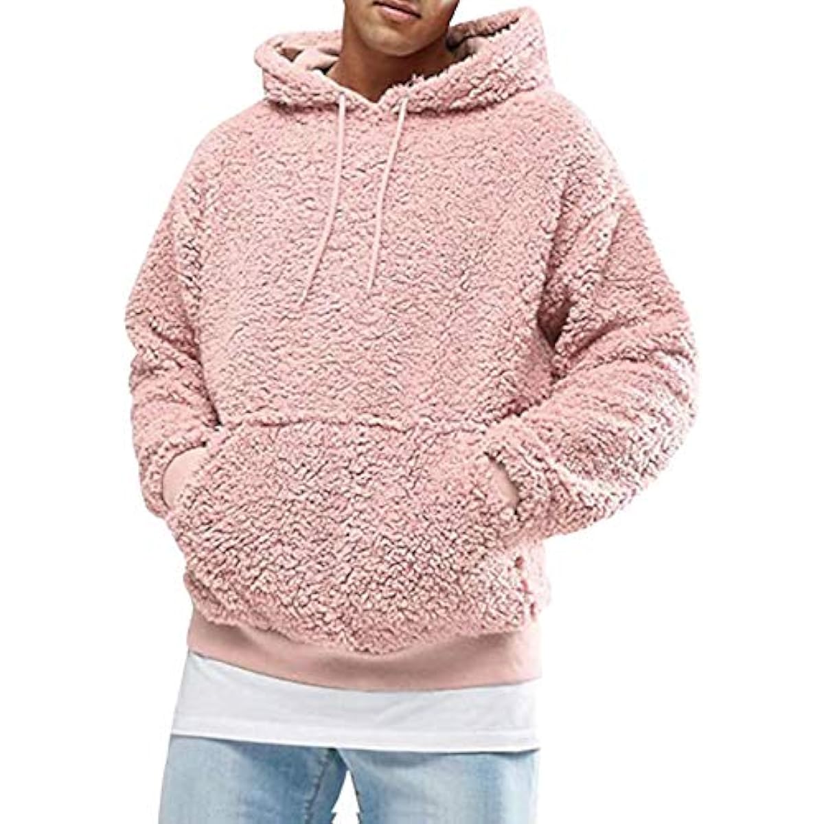 [SUNKAKU] 5 Colors Unisex Boa Parka Fleece Pullover Fluffy Brushed Lining Outerwear Hooded Long Sleeve Simple Plain Loungewear Spring Outerwear Lightweight Large Sizes S-2XL
