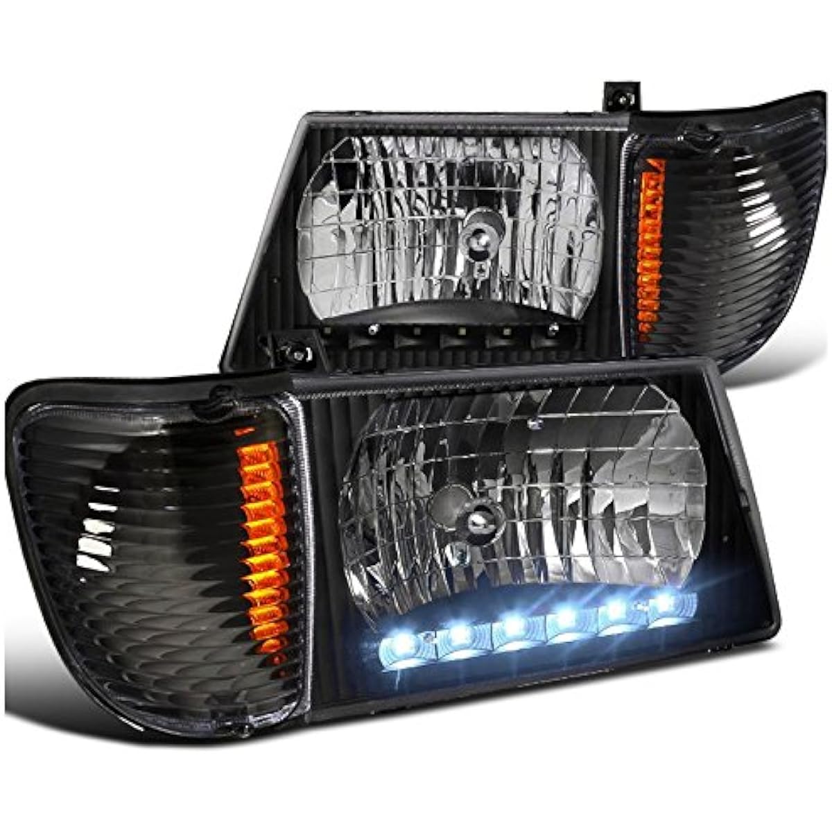 FORD 92-06 Black Economy Ban LED Headlight Corner with lamp E250 E350