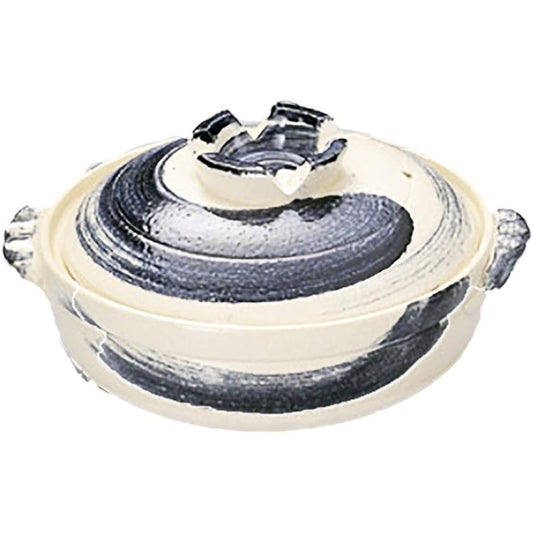 Mino Sarara Heat Resistant Goth Hakeme Deep Earthenware Pot, For Open Fire Only, Size 6, Single Use, Made in Japan, Banko Ware