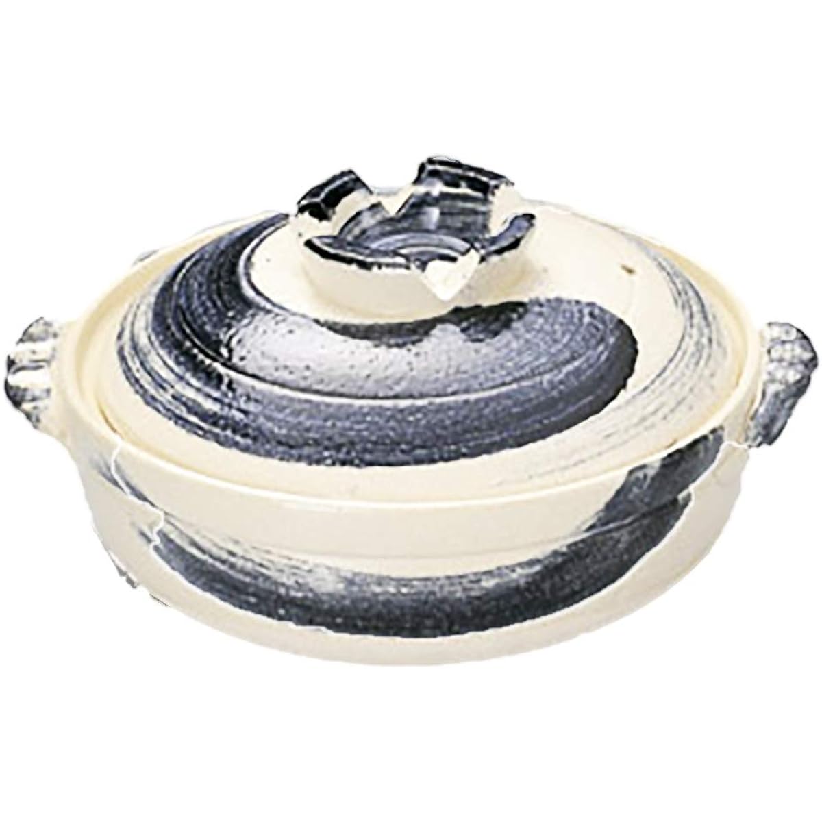 Mino Sarara Heat Resistant Goth Hakeme Deep Earthenware Pot, For Open Fire Only, Size 10, For 5-6 People, Made in Japan, Banko Ware