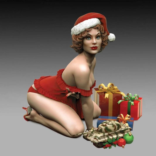 Royal Model 1/24 Pin-up girl in Santa costume decorating the Holy Night (75mm) Resin kit RM846