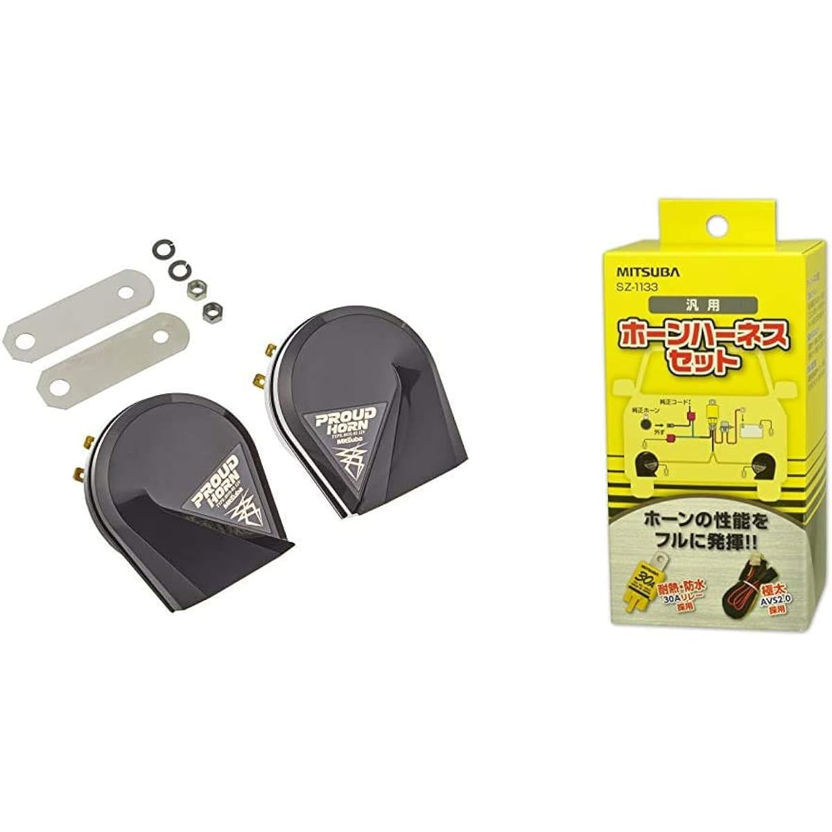 MITSUBA HOS-02B Proud Black [Craction] Horn + SZ-1133 Horn Harness [Craction] Easy Installation for Horn (Set Purchase)