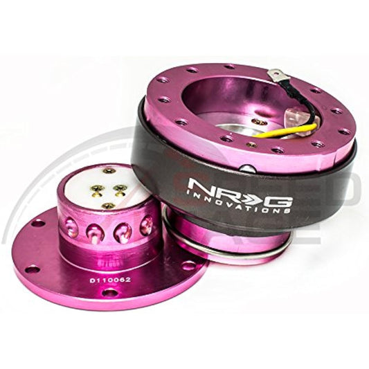 NRG Steering Wheel Quick Release Kit 2nd Generation Pink and Titanium Ring SRK-200PK