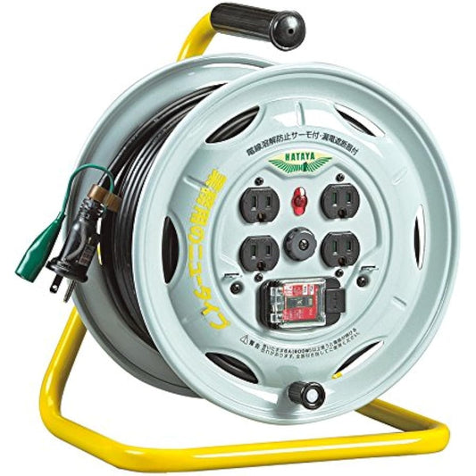 HATAYA BM-PN20K Cord Reel, Indoor Use, 100 V Type, Cord 6.6 ft (20 m), 2PNCT, Thickness 0.8 inches (2.0 mm), Ground Included, Temperature Sensor (Wire Melting Prevention Function), Newt Beverage Plug,