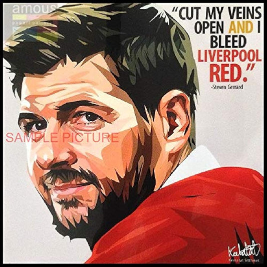 "Liverpool Red Blood" Steven Gerrard Liverpool FC Design F Overseas Soccer Graphic Art Panel Wooden Wall Hanging Interior Poster