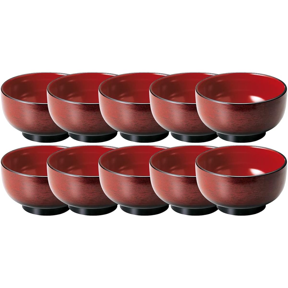 [Commercial Use Set] Fukui Craft 5.0 inch Fuki Bowl Goto Naigin Vermilion Paint (10 pieces) 90040232