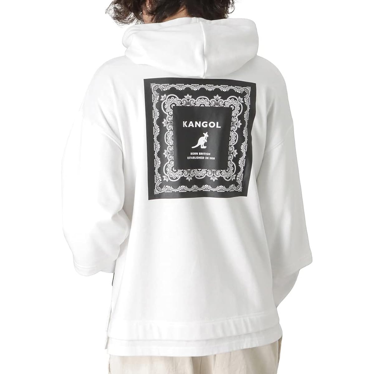 [Kangol] Parka Long Sleeve T-Shirt M L XL Available in 4 Colors Faux Layered Side Slit Back Print Logo Brand Popular Tops Men's
