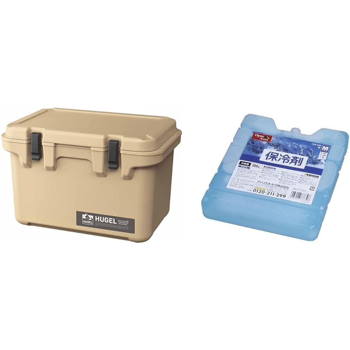 [Set] Iris Ohyama Cooler Box 40L Beige Leisure Cooler Outdoor Sports HUGEL TC-40+Iris Ohyama Ice Pack Hard CKB-500