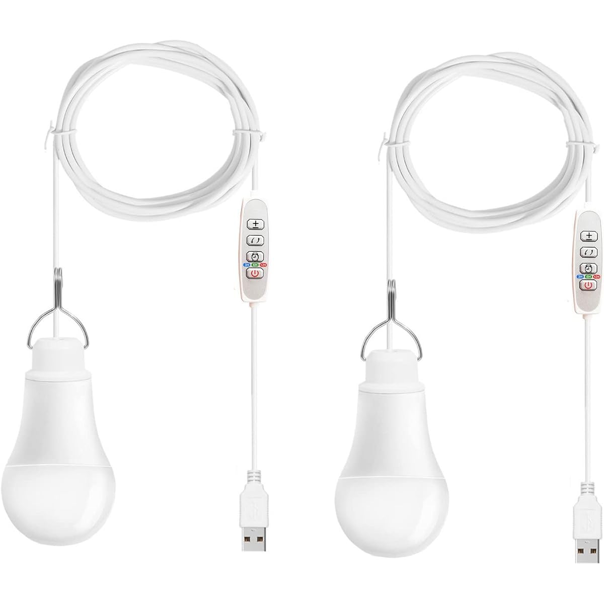 USB Light Bulb, Color Adjustment, Dimming Timer, Automatic On/Off Function, High Brightness, 7W, 3 Levels of Color Adjustment, 4 Levels of Dimming, USB Light, Camping Light, Outdoor, Tent, Lantern, Desk Light, Bed, Bedroom, Lamp, Sleeping in the Car, Set