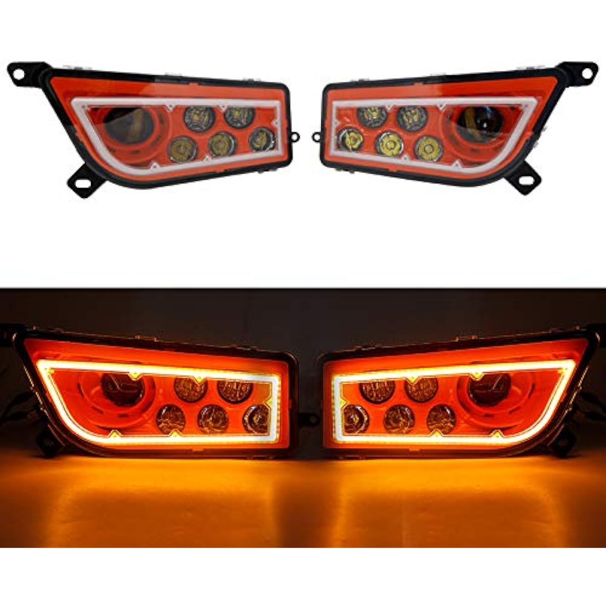 SOYAVISION 2015-2017 Polaris RZR 900 S RZR XP 1000 Turbo Orange UTV ATV LED Headlight Amber Halo Angel Equipment