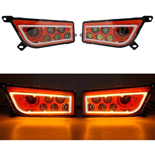 SOYAVISION 2015-2017 Polaris RZR 900 S RZR XP 1000 Turbo Orange UTV ATV LED Headlight Amber Halo Angel Equipment