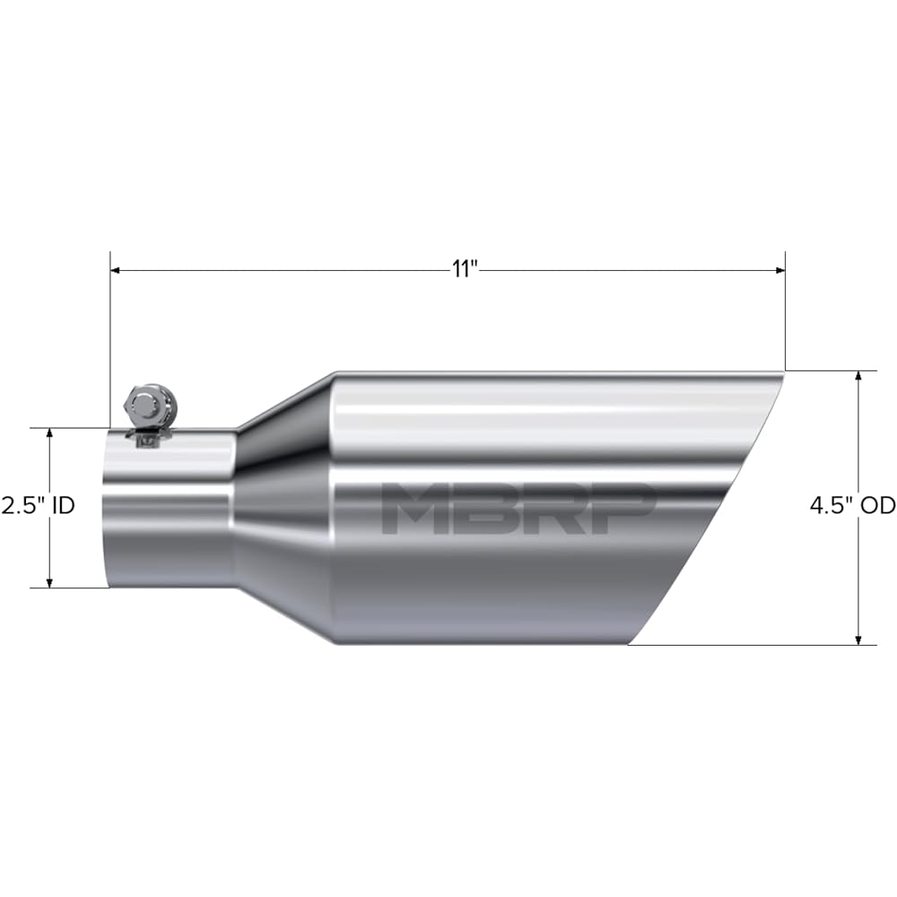 MBRP T5161 Exhaust tip outer diameter 4.5 inches, double wall angle roll end, 2.5 inch inlet length 11 inch)