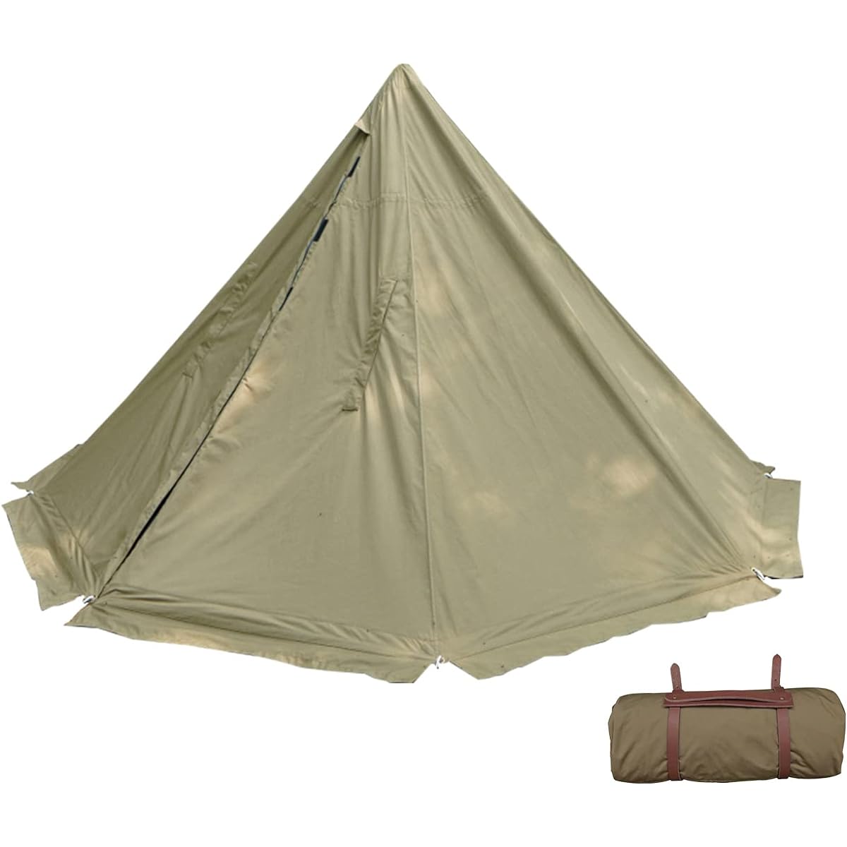 YAJIN CRAFT Military tent, one pole tent, polycotton material, solo tent, polycotton material, TC tent, with skirt, bifurcated, with chimney hole, double zipper