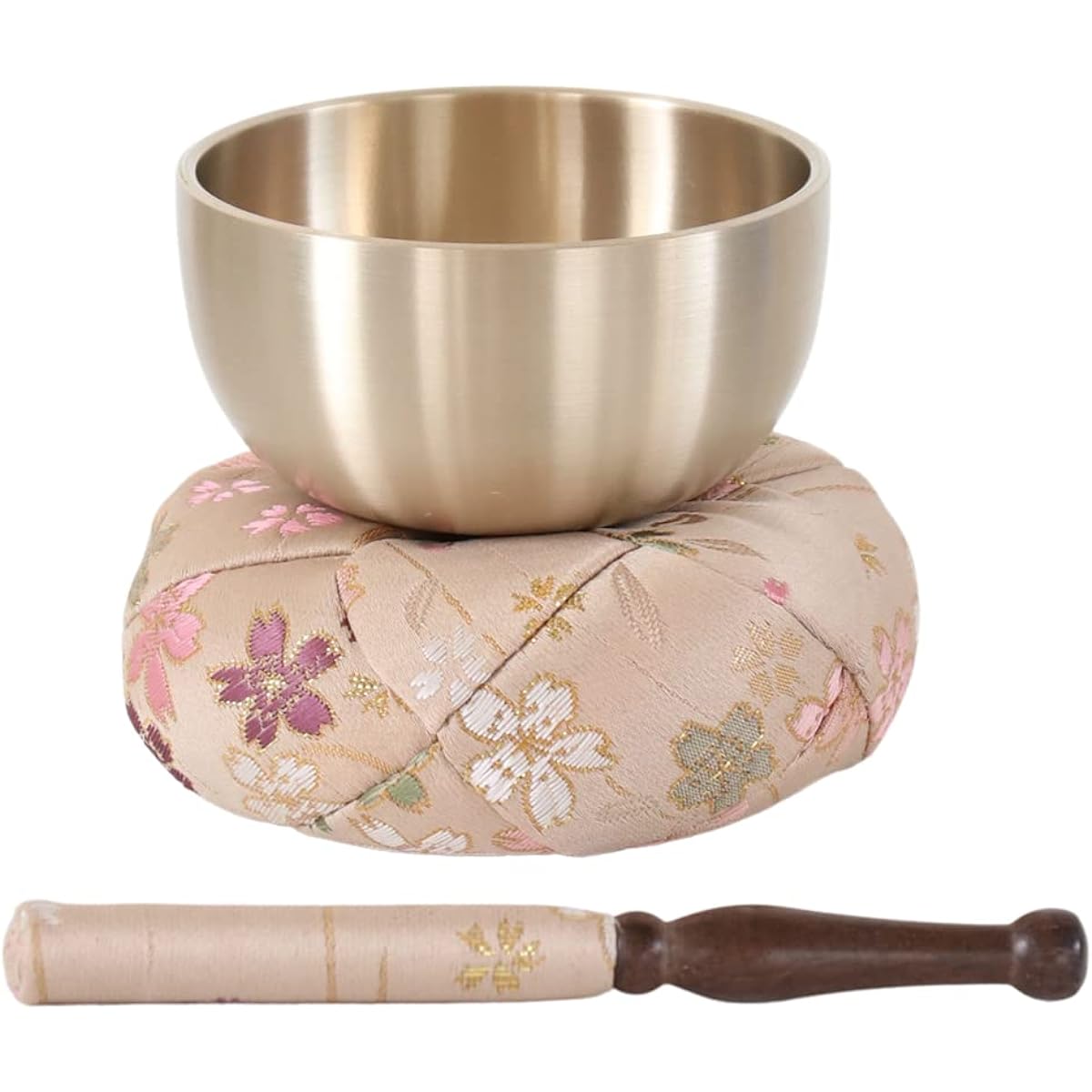 Naamukuma-chan Workshop Sakura Pattern Domestic Orin Set Orin + Linn Rod + Futon 2.8 cm (Diameter 8.5cm) 003.White Tea