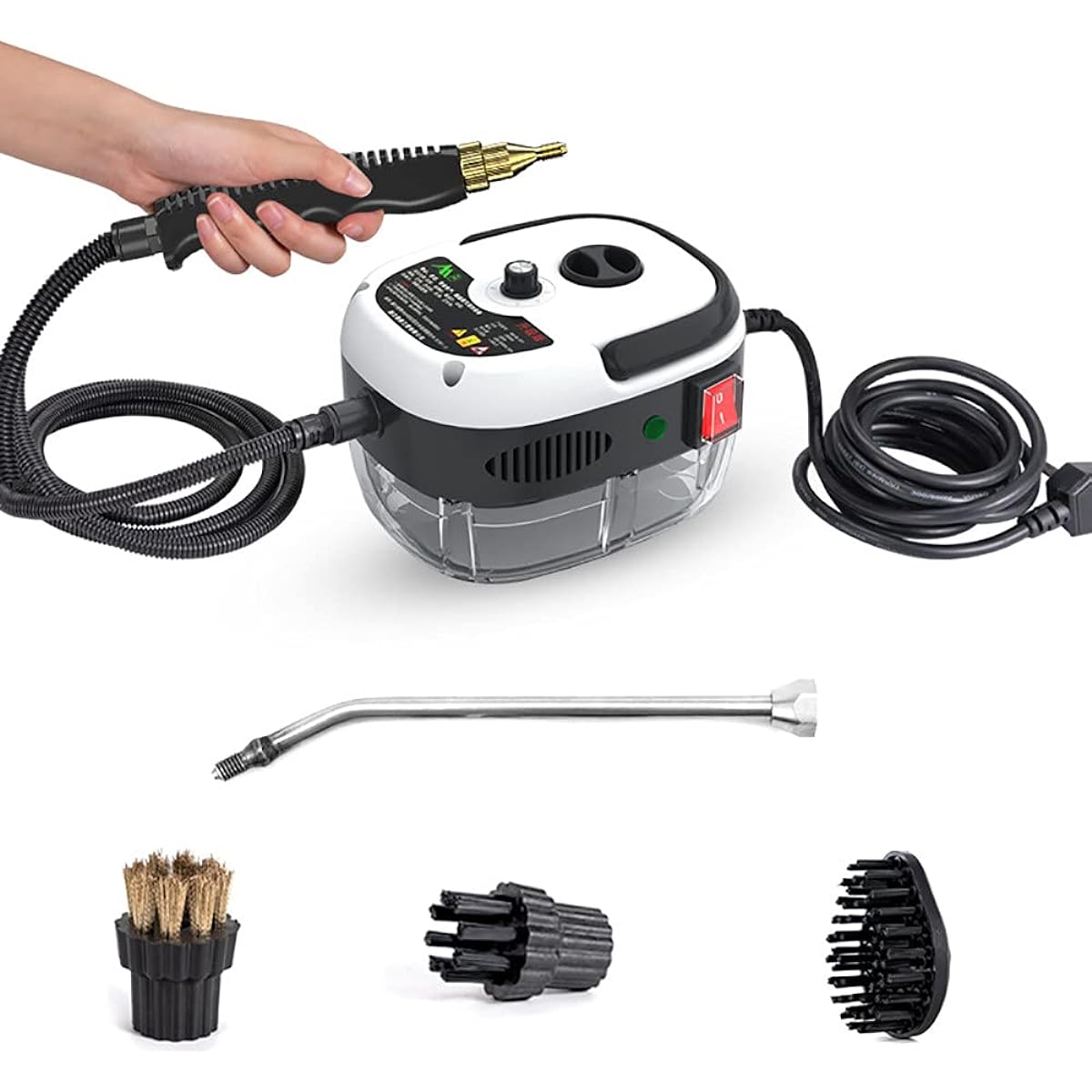 Jieotwice 110V High Pressure Steam Cleaner High Temperature Carpet Cleaner Washing Machine 2500W Portable Home Kitchen Sofa Commercial Vehicle Powerful Cleaner 3BAR (A White)