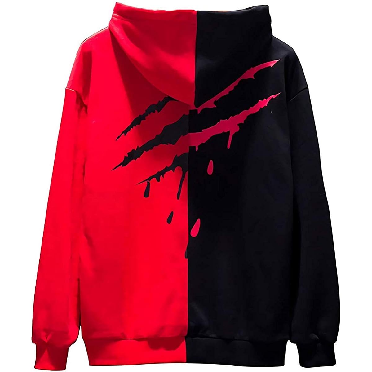 [HISITOSA] Men's Parka, Long Sleeve, Autumn Clothes, Thick, Brushed Lining, Winter Clothes, Men's Sweatshirt, Cotton, Pullover, Hoodie, Spring (M, Black + Red (Fleece lining))