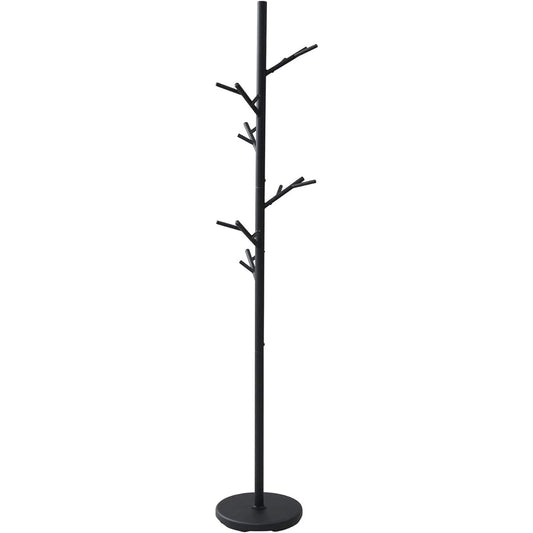 [Yamazen] Pole Hanger, Slim, Diameter 30 x Height 176cm, Entrance Coat Hanger, Hanger Rack, Easy to Assemble, Branch and Leaves Motif, Black RTP-176(SBK)