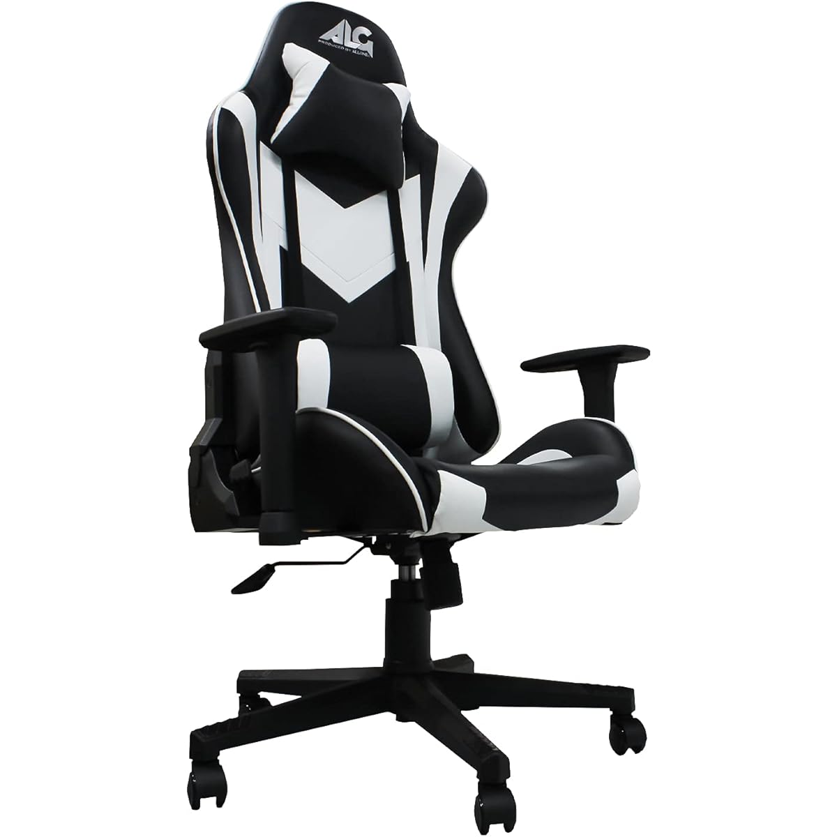 Alone Gaming Chair White & Black 67 x 67 x 124cm e-sports Bucket seat shape that hugs your body Detachable headrest & lumbar support 165° stepless reclining ALGA-GMCWAK