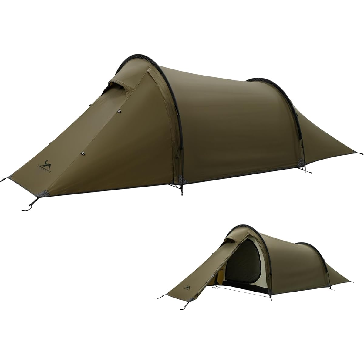 TOMOUNT Solo Tent, Tunnel Tent, Lightweight Tent, Mountain Climbing, 20D Nylon, PU3000mm, 2 Room Tent with Inner, Compact, Easy to Assemble, Walking, Hiking, Outdoor, Camping, WASP-TENT