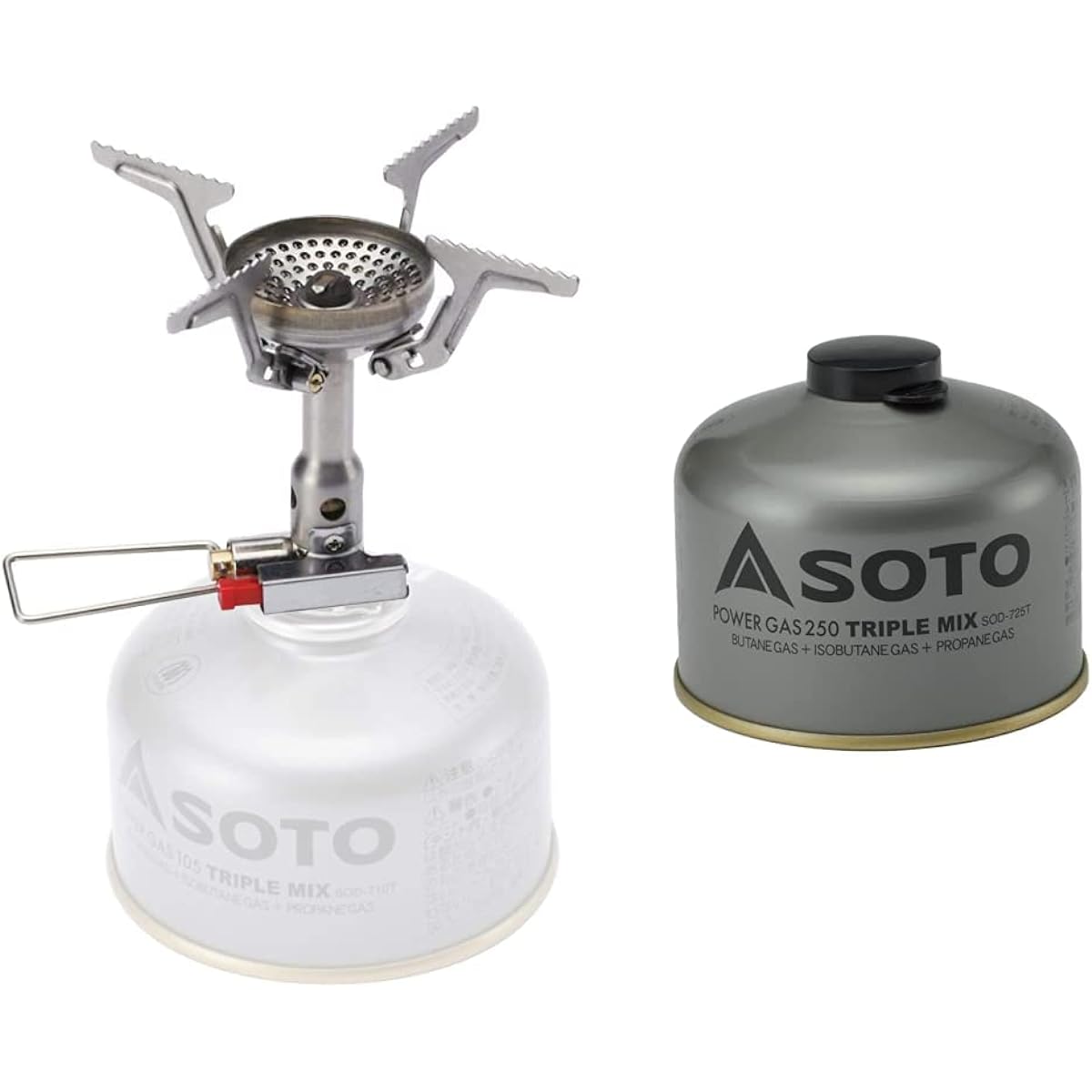 SOTO Single Burner Amicus SOD-320 + Power Gas 250 Triple Mix SOD-725T