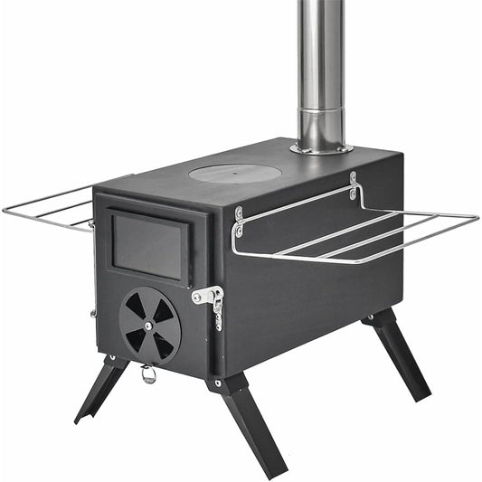 Anlik Wood Stove Outdoor Cooking Fireplace Camping Tent with Chimney (Silver/Stainless Steel)