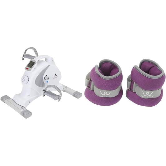 ALINCO Fitness Bike Aero Magnetic Bike Mini Magnet 8 Levels Load Large LCD Meter Space Saving AFB2018W Quiet Easy Assembly Easy Movement Telework Home + ALINCO Wrist Ankle Weight 1.5kg Set of 2 WB307