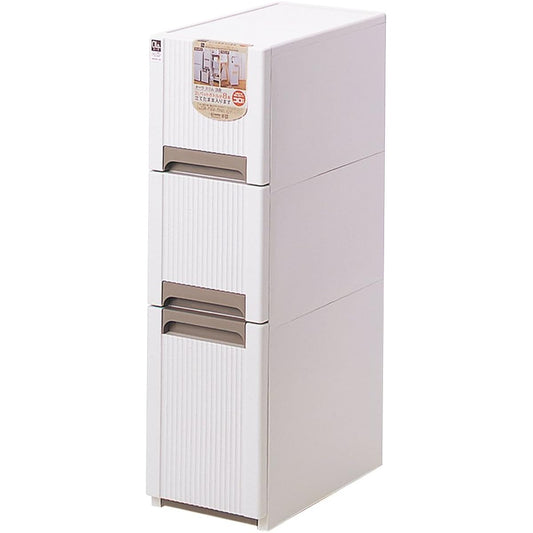Sanko Plastic Made in Japan 3 Tier Gap Storage Aura Slim Width 23.8 x Depth 45 x Height 84.3cm Beige
