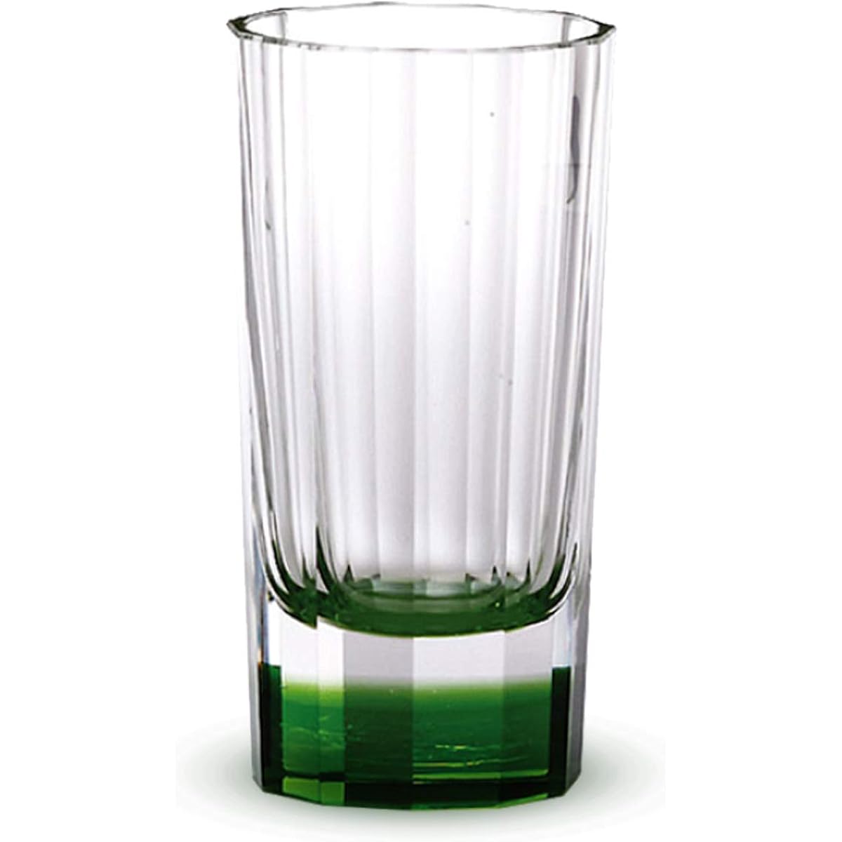 Sumida Edo Kirikokan Glass Cup: KW-4GR Hirota Glass Craft Made by Sarazo Kawai Tumbler 11-sided Green 130ml φ6.0xH10.0cm (231639)