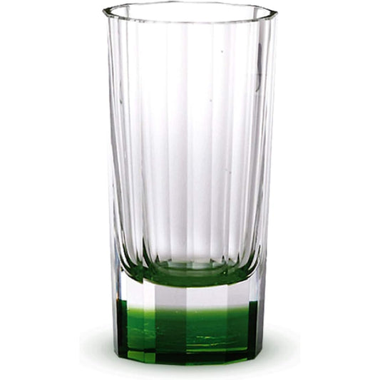 Sumida Edo Kirikokan Glass Cup: KW-4GR Hirota Glass Craft Made by Sarazo Kawai Tumbler 11-sided Green 130ml φ6.0xH10.0cm (231639)