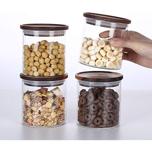 Ken's Kitchen Coffee Bean Storage Container Glass Airtight Storage Bottle Glass Storage Bottle Sealed Salt Sugar Pepper Pepper Spices Storage Container Airtight 550ml Set of 4