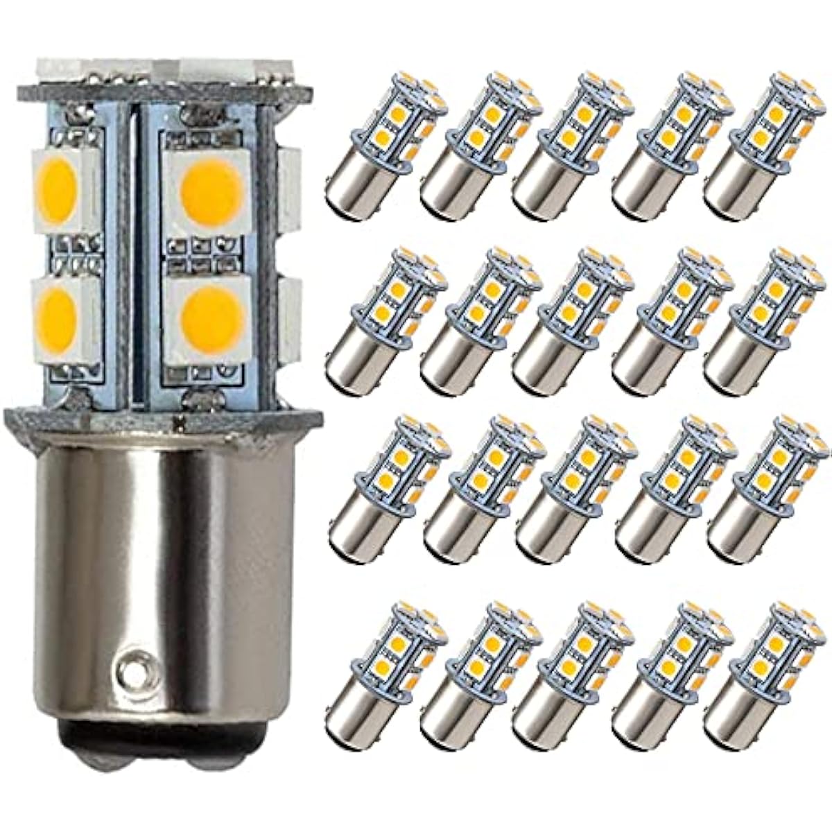 GRV BA15D 1142 1076 13-5050 SMD Warm White LED LED Light bulb AC/DC12V-24V RV bulb interior 12V Turn Single Light LED Light bulb/Travel Trailer/Boat Indoor/Camping Car Light bulb (20 packs)