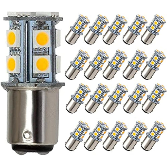 GRV BA15D 1142 1076 13-5050 SMD Warm White LED LED Light bulb AC/DC12V-24V RV bulb interior 12V Turn Single Light LED Light bulb/Travel Trailer/Boat Indoor/Camping Car Light bulb (20 packs)