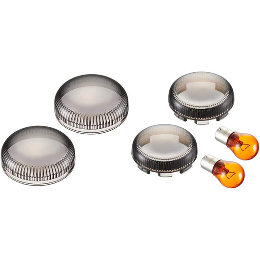 Kijima Motorcycle Motorcycle Parts Turn Signal Lens Cover Combination Lamp HD Turn Signal Tail Mirror Smoke HD-01287 & Turn Signal Lens Genuine Type Bullet Mirror Smoke 2 Pieces Harley HD-01286 [Set Purchase]